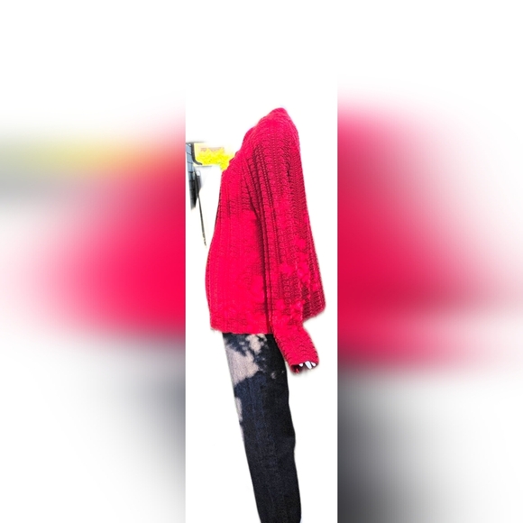 Jones New York Vibrant Red Knit 100 % Cotton Sweater. XL Womens - Picture 3 of 11